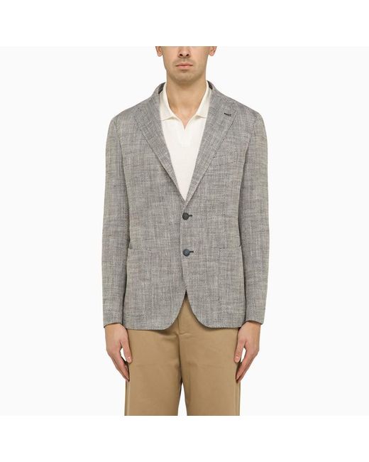Tagliatore Gray Single Breasted Herringbone Jacket for men