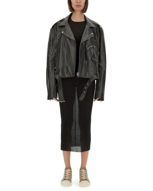 Rick Owens Gray Cropped Jumbo Bauhaus" Jacket
