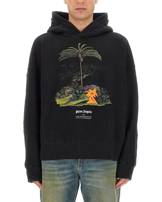 Palm Angels Black Enzo Sweatshirt From The Tropics for men