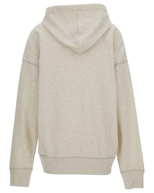 Isabel Marant White Hoodie With Tonal Logo Print In Cotton Blend Woman