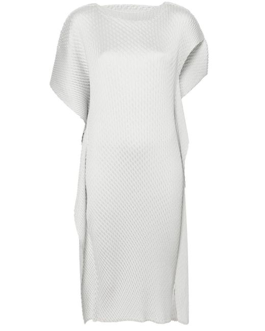 Issey Miyake White Sleek Pleats Midi Dress