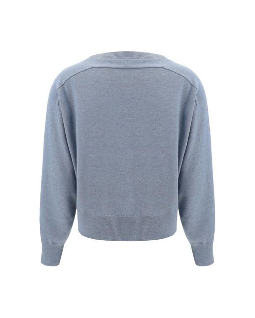 Brunello Cucinelli Blue Beaded Cashmere Crewneck Sweater