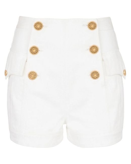 Balmain White Denim Shorts
