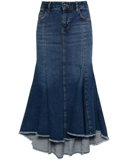 Liu Jo Blue Long Pleated Stretch Cotton Skirt