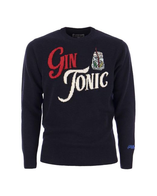 Mc2 Saint Barth Blue Gin Tonic Wool And Cashmere Blend Jumper for men