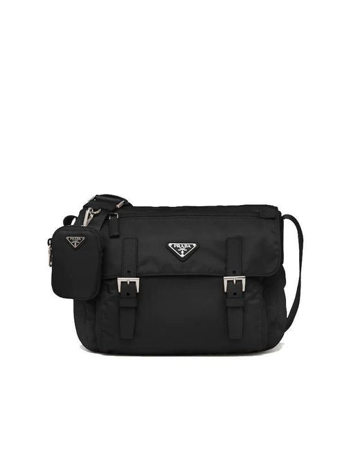 Prada Re-nylon Triangle Logo-plaque Shoulder Bag in Black | Lyst