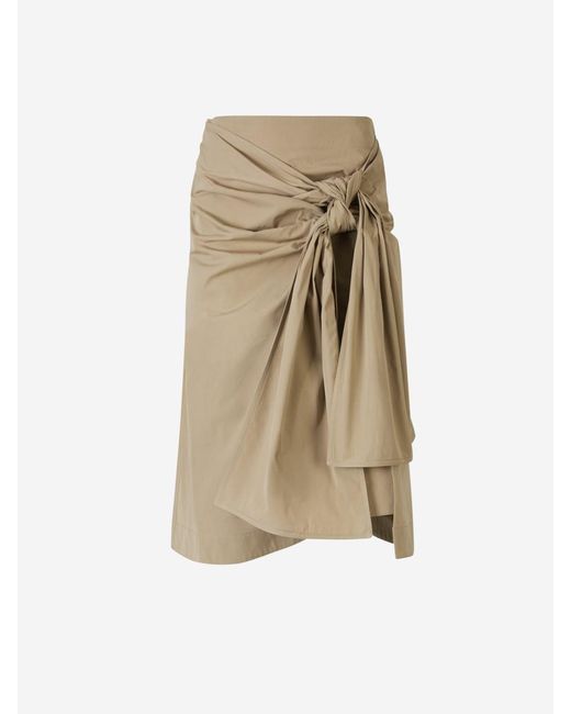 Bottega Veneta Natural Draped Midi Skirt