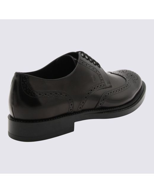 Tod's Black Leather Oxford Brogues for men