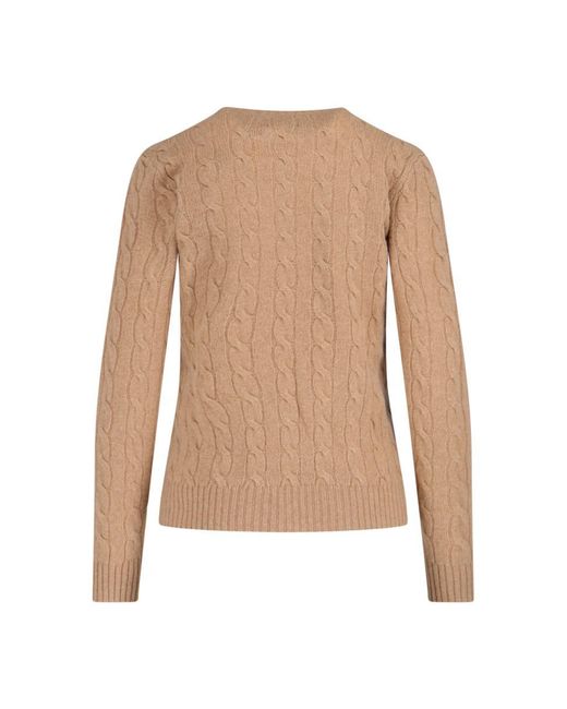 Polo Ralph Lauren White Cable-Knit Cashmere Blend Sweater With Logo Embroidery