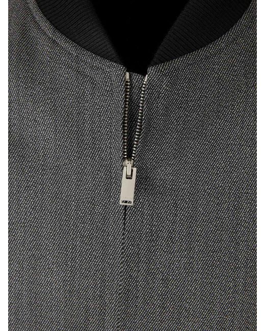 Lardini Gray Wool Bomber Jacket for men