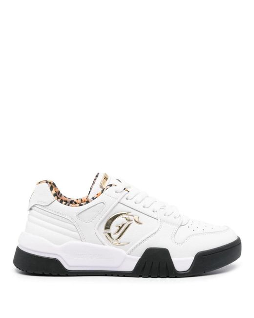 Just Cavalli White Logo-plaque Leather Sneakers