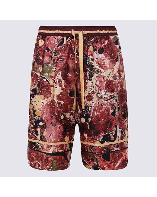 Dolce & Gabbana Red Multicolor Silk Shorts for men