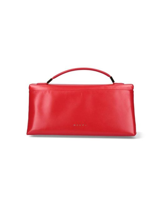 Marni 'prisma' Red Handbag With Embossed Logo In Smooth Leather Woman