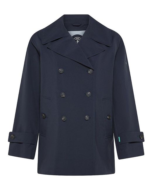 Save The Duck Blue Sofi Double-Breasted Short-Cut Trench Coat