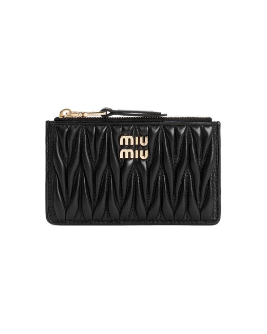 Miu Miu Black Matelassé Leather Wallet