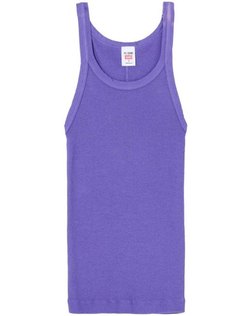 Re/done Purple Ribbed Cotton Tank Top