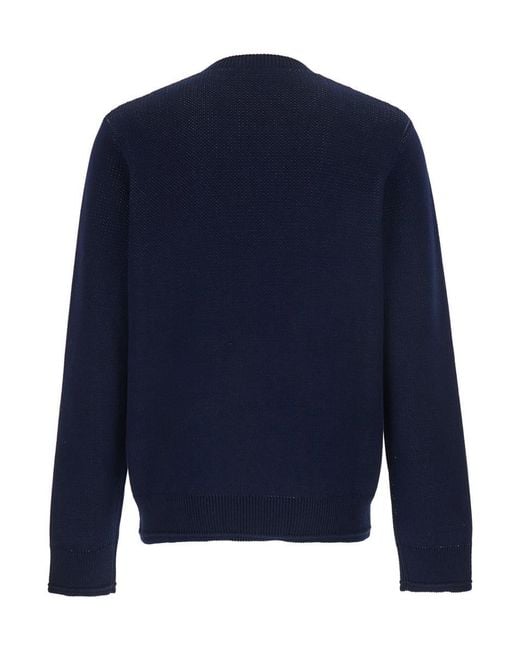 Givenchy Blue Crew Neck Sweater With Logo Lettering On The Front for men