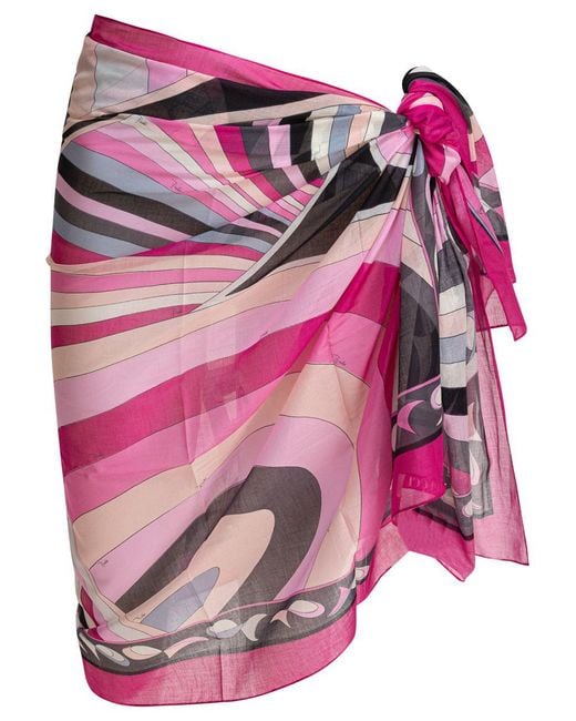 Emilio Pucci Pink Iride Print Cotton Sarong