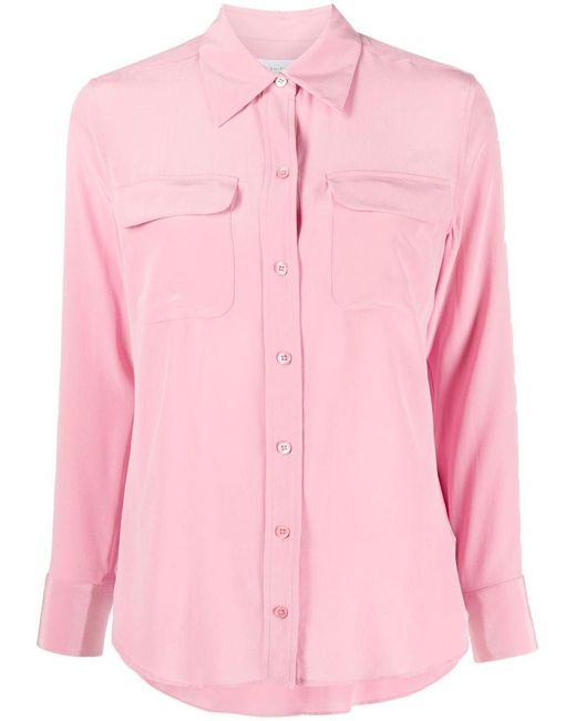 Equipment Pink Slim Silk Shirt