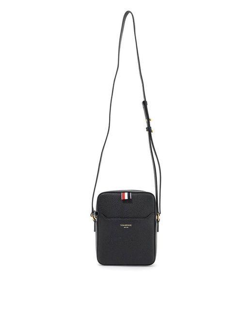 Thom Browne Black Pebble Grain Leather Vertical Camera Bag for men