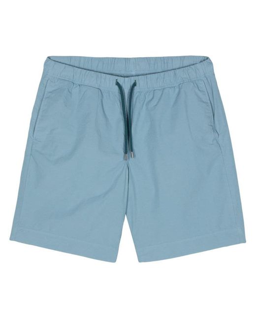 PS by Paul Smith Blue Cotton Shorts With Back Patch Pocket for men