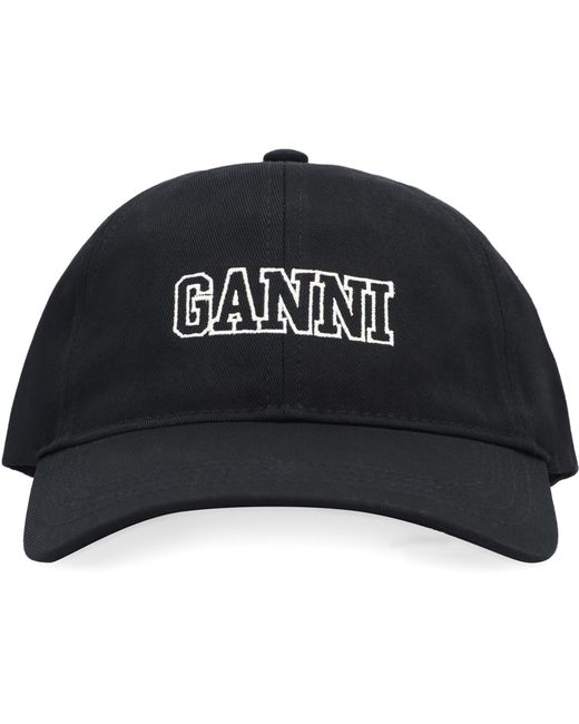 Ganni Black Logo Baseball Cap