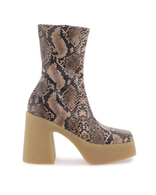 Stella McCartney Brown Skyla Wedge Ankle Boots In Alter Python