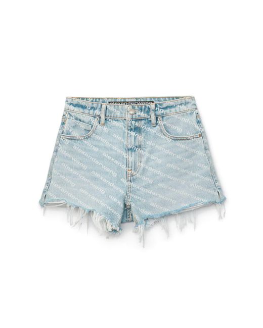 Alexander Wang Blue Bite Short W Logo Print