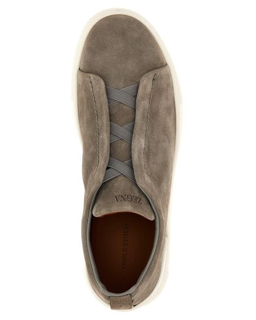 Zegna Brown Triple Stitch Sneakers for men