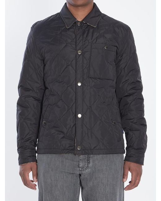 Burberry Black Reversible Overshirt In Quilted Nylon for men