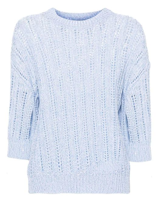Peserico Blue Sequin Detail Sweater