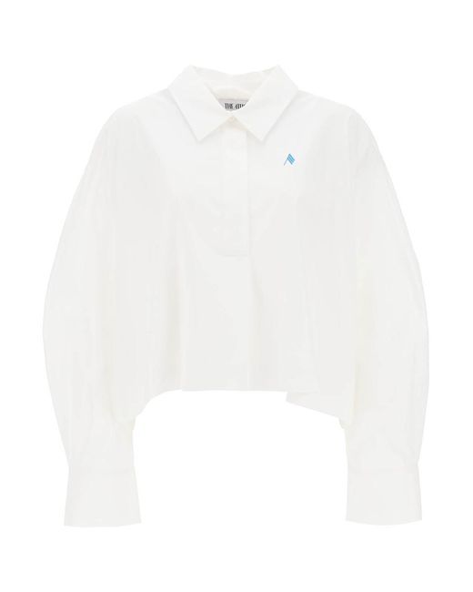 The Attico White 'jill' Cropped Boxy Shirt