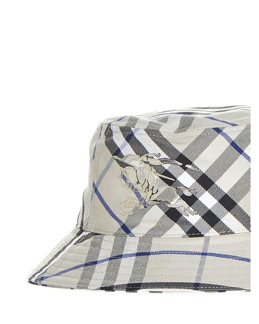 Burberry White Ered Cotton Blend Bucket Hat With Nine Words