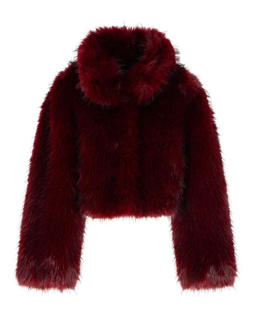 ROTATE BIRGER CHRISTENSEN Red 'salia' Burgundy Polyester Faux Fur Coat
