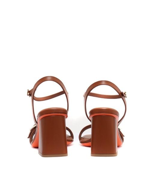 Santoni Brown High Sandals With Delicate Ankle Strap