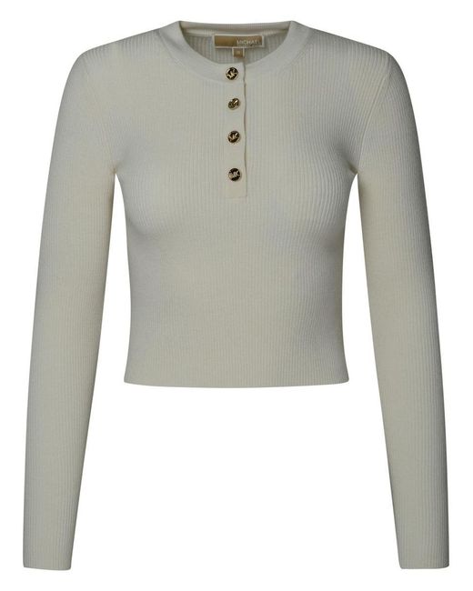 Michael Kors Gray Cream Wool Sweater