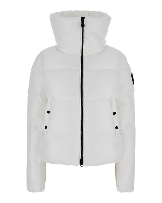 Save The Duck 'isla' White Down Jacket With Oversized Neck In Nylon Woman