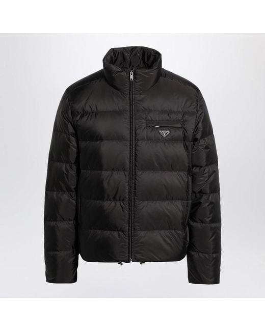 Prada Black Zip-Up Jacket Re-Nylon for men