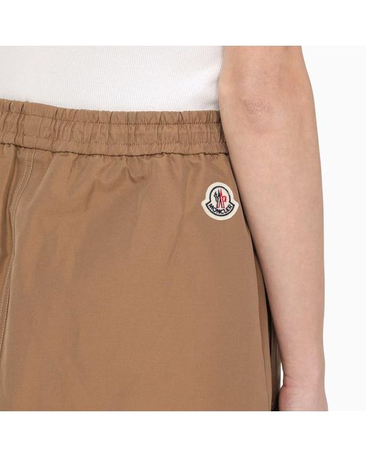 Moncler Brown Sand-Colored Cotton-Blend Miniskirt