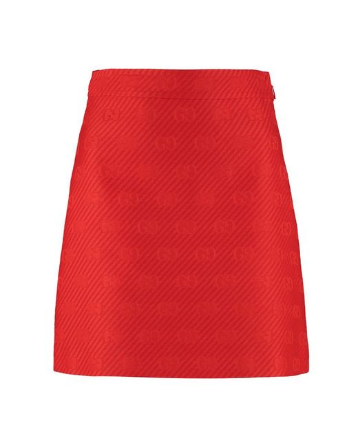 Gucci Red Jacquard Mini Skirt