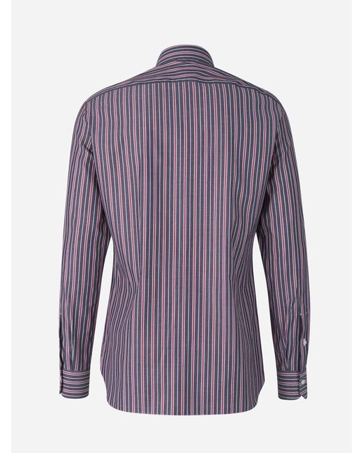 Isaia Purple Striped Motif Shirt for men