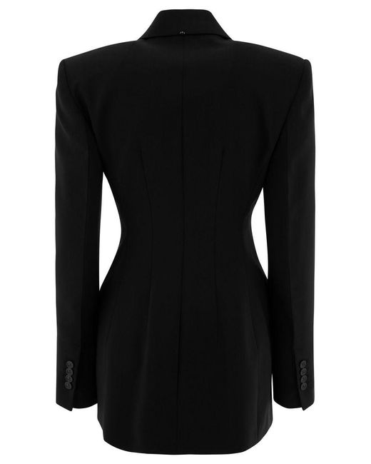 Sportmax Black "Adamo" Wool Stretch Double-Breasted Blazer