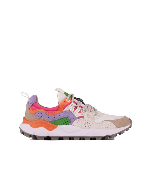Flower Mountain Pink Yamano 3 Multicolor Suede And Nylon Sneakers