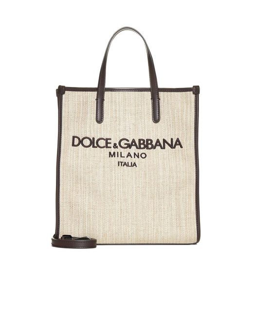 Dolce & Gabbana Natural Logo Cotton Tote Bag for men
