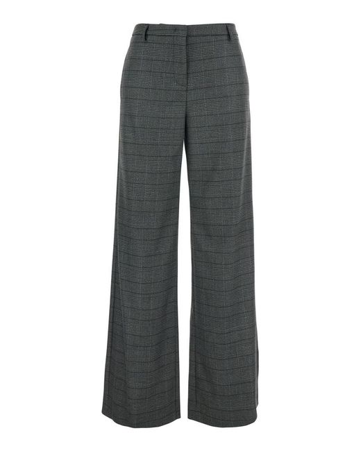 Plain Gray Trousers With Striped Motif