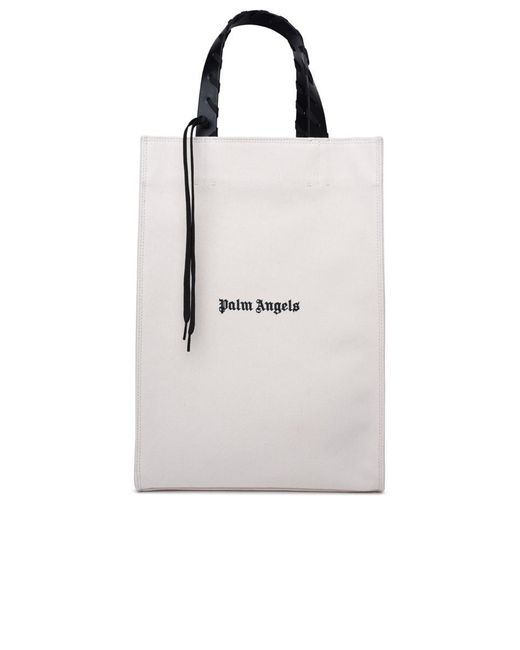 Palm Angels White Ivory Cotton Tote Bag for men