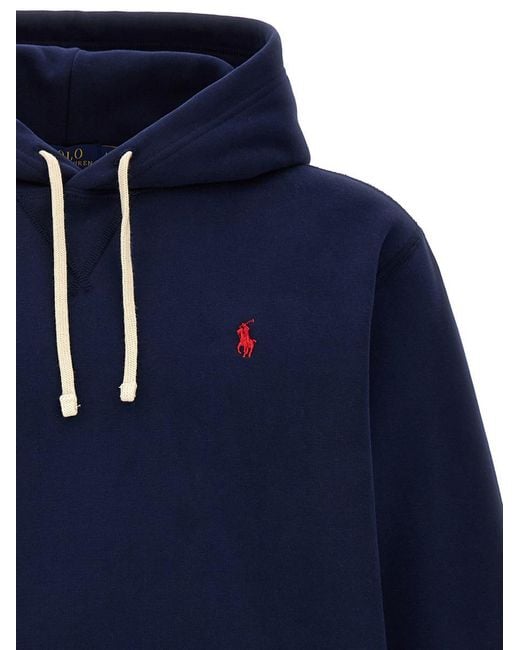 Polo Ralph Lauren Blue Fleece-Back Cotton Hoodie for men