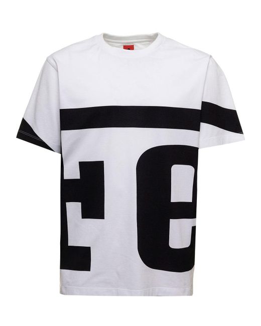 Ferrari Man's Black And White Cotton T-shirt With Logo for men