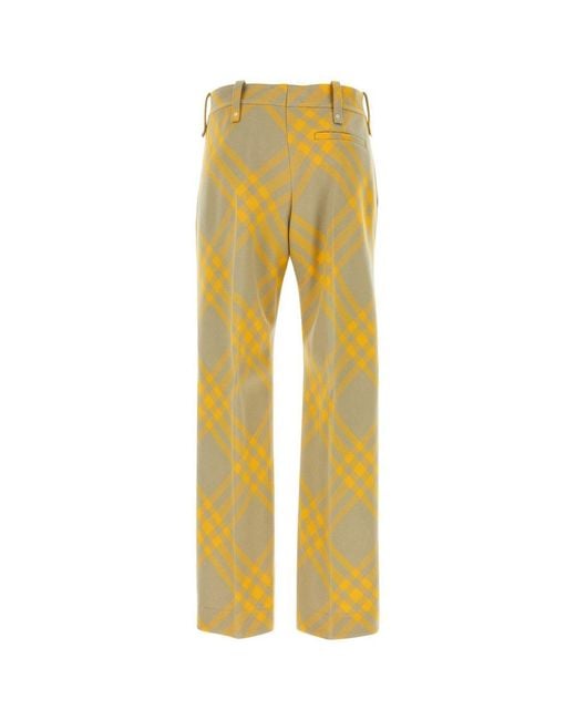 Burberry Yellow Chered Zip Detailed Pants for men