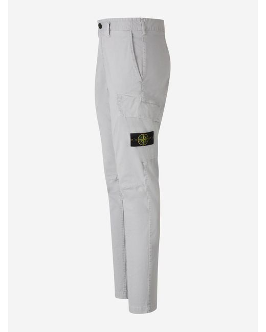 Stone Island Gray Stretch Cargo Pants for men